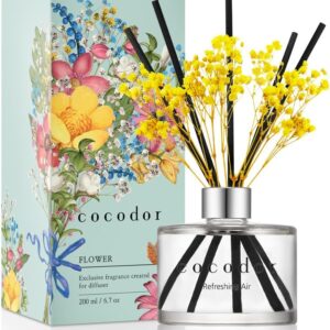 COCODOR Preserved Real Flower Reed Diffuser/Refreshing Air / 6.7oz(200ml) / 1 Pack/Reed Diffuser Set, Oil Diffuser & Reed Diffuser Sticks
