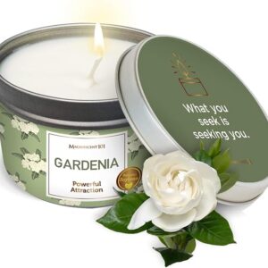 Magnificent 101 Long Lasting Flower Tin Candles with Gardenia Scented | 6 Oz - 35 Hour Burn | Made of Natural Soy Wax for Manifestation, Purification, Chakra Healing & House Energy Cleansing