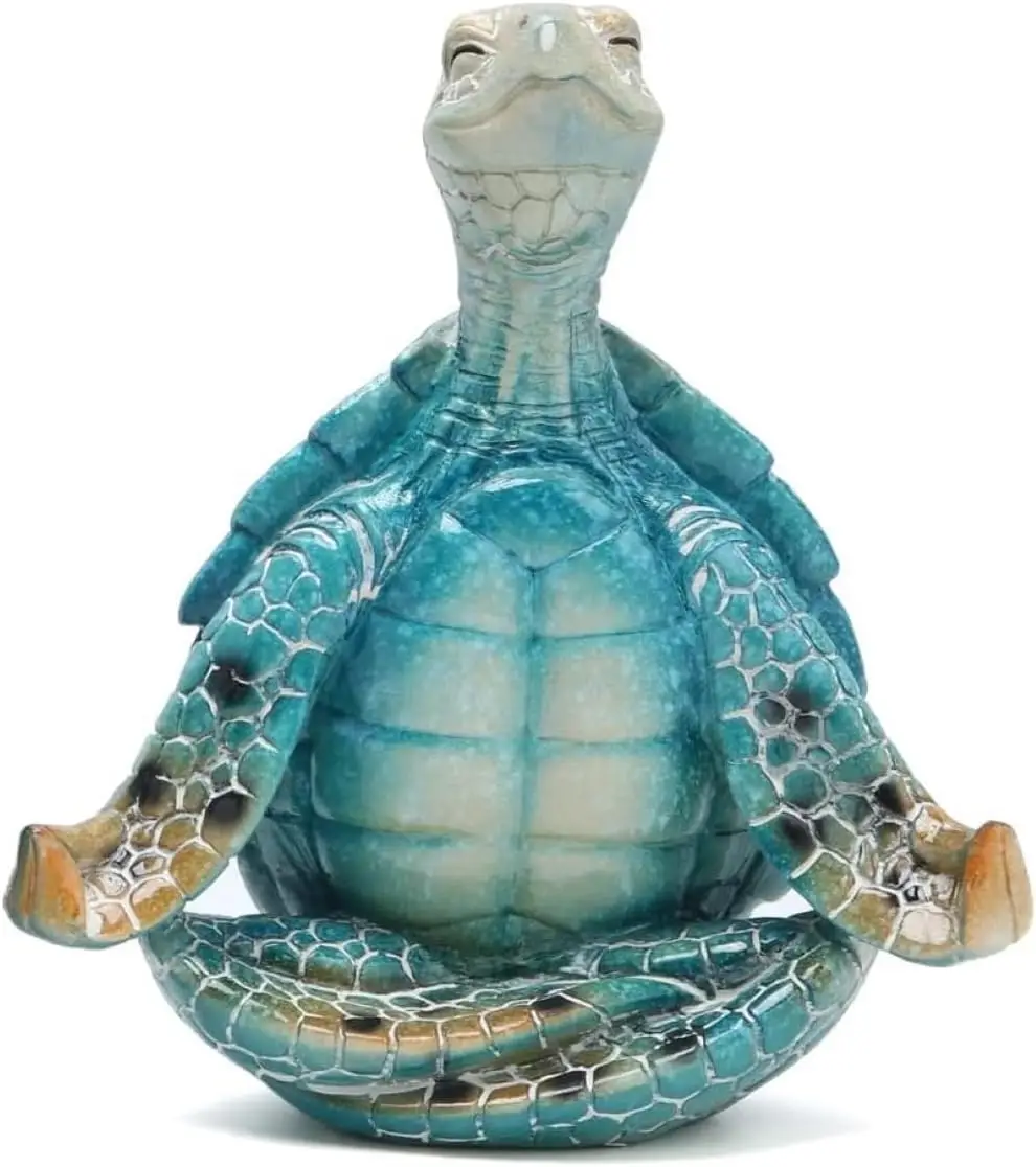 VVGIFTS Sea Turtle Meditation Yoga Decor, Garden Figurine Sea Turtle Meditating Coastal