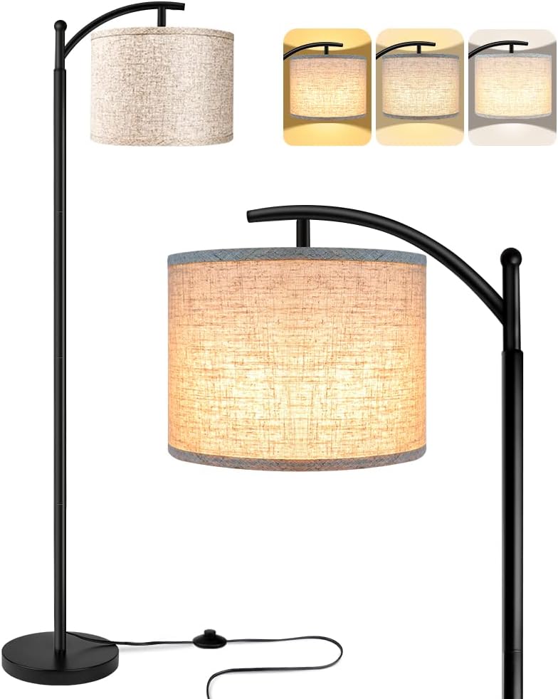 ROTTOGOON Floor Lamp for Living Room with 3 Color Temperatures LED Bulb, Standing Lamp Tall Industrial Floor Lamp Reading for Bedroom, Office (9W LED Bulb