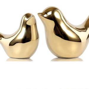 FANTESTICRYAN Small Birds Statues Gold Home Decor Modern Style Figurine Decorative Ornaments for Living Room, Bedroom, Office Desktop, Cabinets