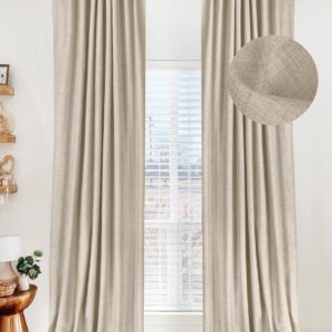 100% Blackout Shield Linen Blackout Curtains for Bedroom 96 Inches Long, Back Tab/Rod Pocket Living Room Drapes, Thermal Insulated Blackout Curtains 2.