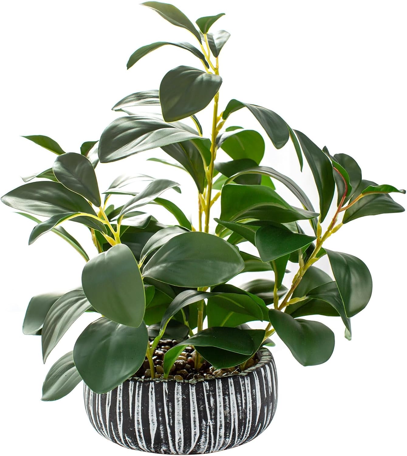 AlphaAcc Artificial Plants Decor Greenery Fake Succulents Indoor Potted Fake Plant with Rustic Black Clay Planter for Farmhouse Room Bathroom Bedroom