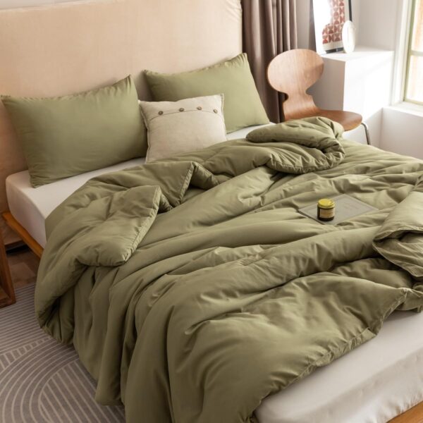 ROSGONIA Queen Comforter Set Olive Green, 3pcs Bedding Sets Queen