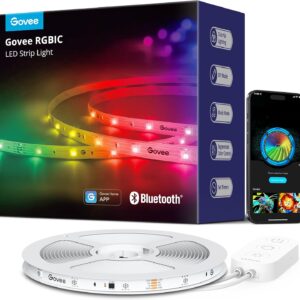 Govee RGBIC LED Strip Lights, 32.8ft Smart LED Lights for Bedroom, Bluetooth LED Lights APP Control, DIY Multiple Colors on One Line, Color Changing LED