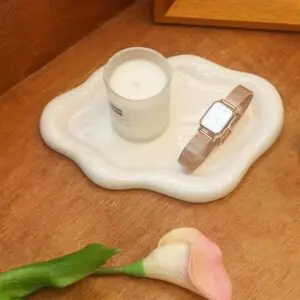 Ceramic Jewelry Tray Trinket Dish, Decorative Cloud Vanity Key Tray for Women, Ring Holder Dish