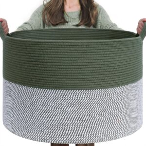 INDRSSME Large Laundry Storage Basket, 21.7 x13. 8 - Decorative Rope Blanket Basket for Organizing Bedroom, Living Room, Nursery