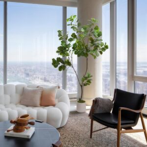 5FT Faux Fiddle Leaf Fig Tree with White Planter Pot, Faux Ficus Trees with Artificial Plants Lifelike Fake Tree for Home Office Store Room Gift Decor Indoor Outdoor, Y-Fig-5ft-white